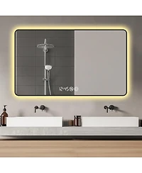 Laoties Modern Led Bathroom Vanity Mirror with Rounded Corners, Wall Mounted Lighted Anti-Fog Function