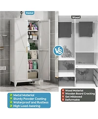 Boyel Living 75" Metal Pantry Cabinet with Doors and Shelves, Tall Kitchen Storage Organizer with Adjustable Shelves