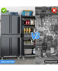 Boyel Living Metal Garage Storage Cabinet with Wheels and Lock, Rolling Tool Organizer with Drawers and Pegboard