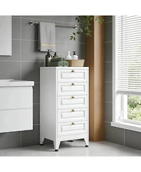 Boyel Living 39" Metal Bathroom Storage Cabinet with 5 Drawers, Freestanding Floor Organizer with Adjustable Feet