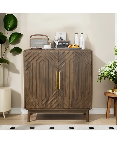 Boyel Living 31.5" Carved Sideboard Buffet Cabinet with Storage, 2-Door Accent Cabinet with Adjustable Shelves for Living Room, Kitchen and Entryway