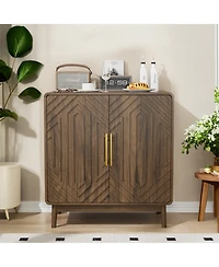 Boyel Living 31.5" Carved Sideboard Buffet Cabinet with Storage, 2-Door Accent Cabinet with Adjustable Shelves for Living Room, Kitchen and Entryway