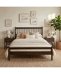 Rainsken Queen Bed Frame, with Headboard and Footboard, Pinewood Strengthened No Box Spring