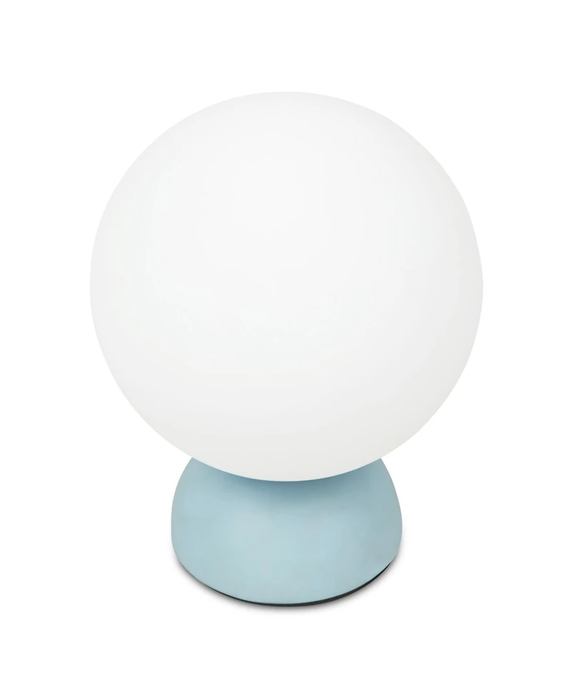 Midola Table Lamp, Round Opal Glass Globe with Resin Base and Chrome Detail