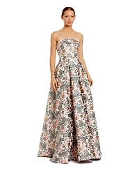 Mac Duggal Women's Strapless Floral Brocade Ball Gown