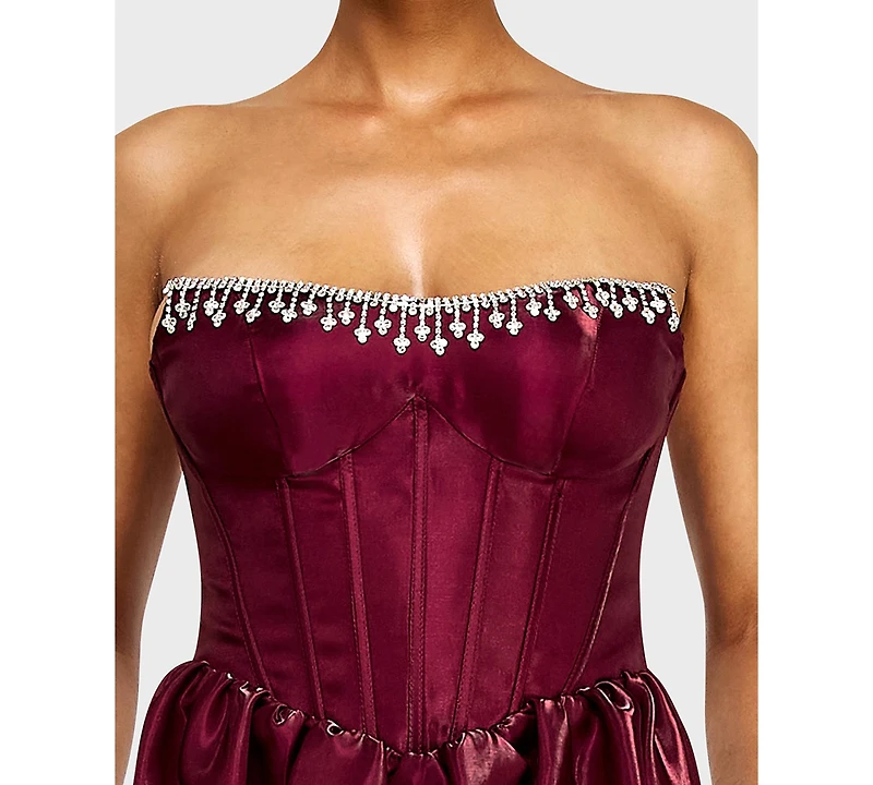 Alex & Sophia Juniors' Strapless Corset Bodice Mikado Dress