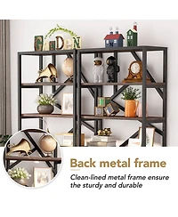 Slickblue Industrial Style Bookcase with 6 Open Shelves for Home Organization