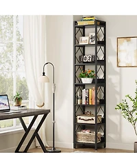 Slickblue Corner Bookcase with 7-Tier Storage for Home