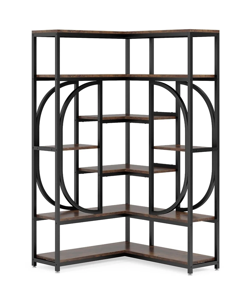 Slickblue L-Shaped Corner Bookcase with 7 Open Shelves