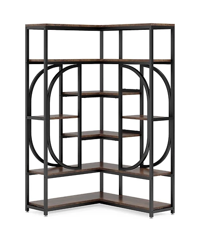 Slickblue L-Shaped Corner Bookcase with 7 Open Shelves