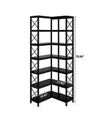 Slickblue Corner Bookcase with 7 Open Storage Shelves