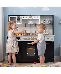 Slickblue Kids Wooden Kitchen Playset with Realistic Lights Sounds