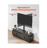 Sugift 60 in Tv Stand with Built-In Mount for 32-75 in TVs, 3-Tier Entertainment Center with Power Outlets and 16-Color LEDs