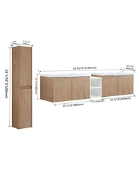 Sillysis Modern Wall Mounted Double Sink Bathroom Vanity Set