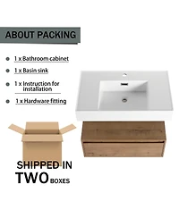 Sillysis 30 Inch Wall Mounted Bathroom Vanity with Resin Sink, Soft Close Drawer, Ample Storage for Modern Small Spaces