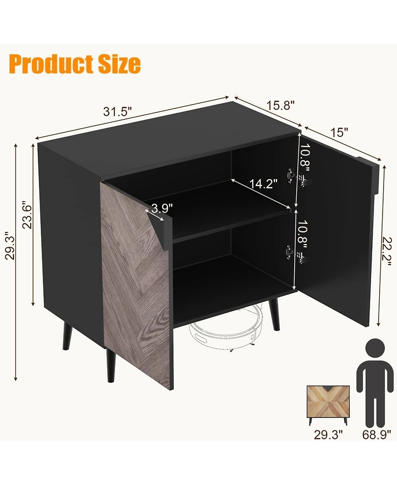 homfan Storage Cabinet with Shelf and Doors, Modern Sideboard Buffet with Storage, Free Standing Accent Cabinet for Dining Room, Living Room, Entryway