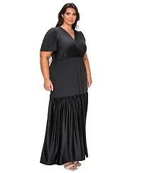 L I V D Women's Plus Violetta Tiered Surplice Dress