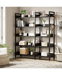 homfan Corner Bookshelf, 5-Tier Convertible l-Shaped Bookshelf Modern Industrial Design for Study Room Storage Display