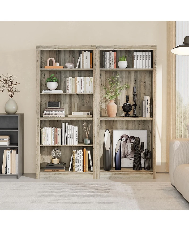homfan Modern 71 Inch Tall 5-Tier Wooden Bookcase, Open Storage Display Shelf for Bedroom, Living Room, Office, Home Organization and Holiday Decor