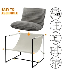 homfan Oversized Modern Sling Accent Chair, Ergonomic Metal Frame, Removable Cushioned Armchair, Upholstered Lounge Seating for Living Room or Bedroom