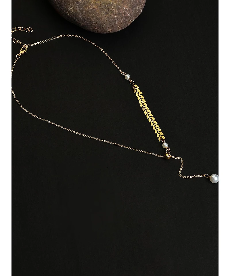 Sohi Women's Gold Plated White Pearl Beaded Necklace
