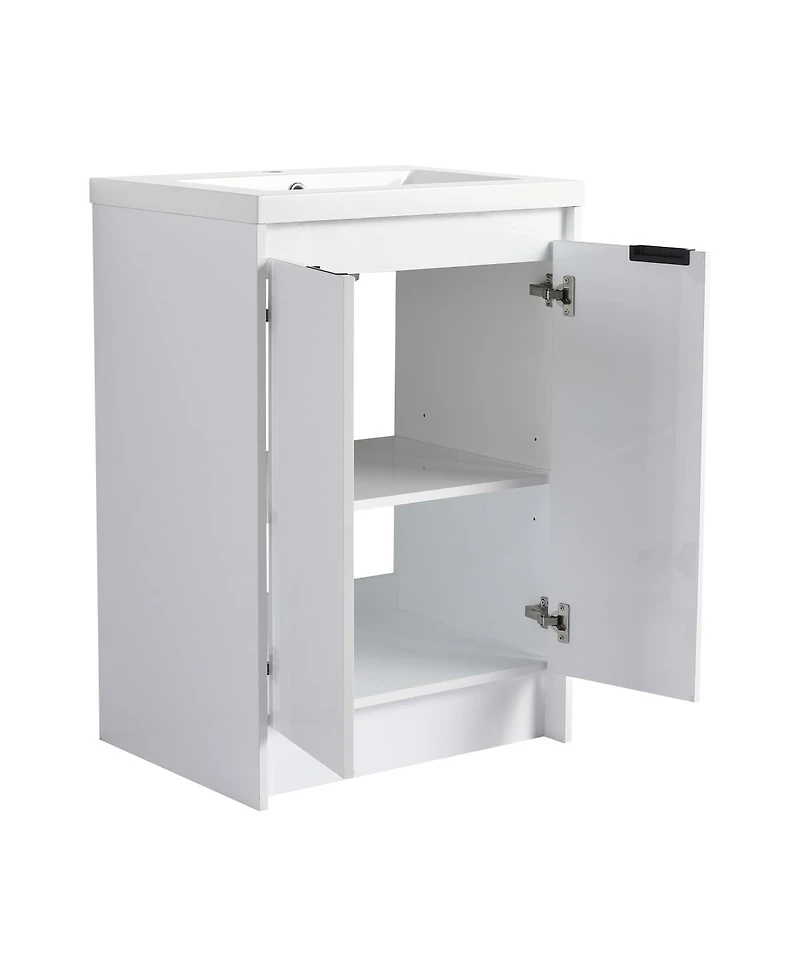 Sillysis 35.4 Inch Freestanding Bathroom Vanity with Resin Sink, Soft Close Doors, Water-Resistant, Storage Cabinet