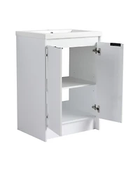 Sillysis 35.4 Inch Freestanding Bathroom Vanity with Resin Sink, Soft Close Doors, Water-Resistant, Storage Cabinet