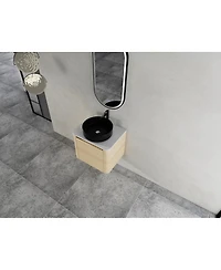 Sillysis 23.6 Inch Wall Mounted Modern Bathroom Vanity with Plywood Cabinet, Stone Countertop, Ceramic Vessel Sink for Small Spaces
