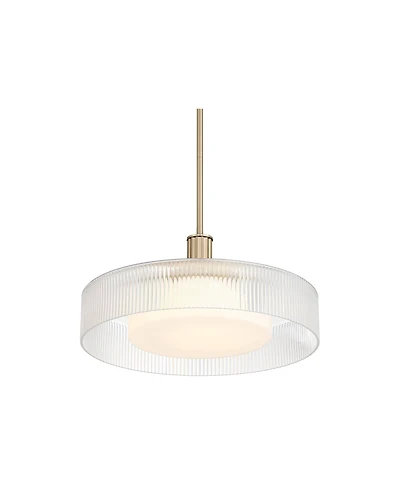Possini Euro Design Gloria Wide Satin Brass and Glass Led Pendant Light