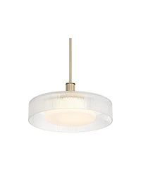 Possini Euro Design Gloria Wide Satin Brass and Glass Led Pendant Light