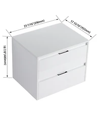 Sillysis 71 Inch Wall Mounted Double Sink Bathroom Vanity with Resin Basins, Soft Close Doors, Water-Resistant Cabinet, Modern Storage