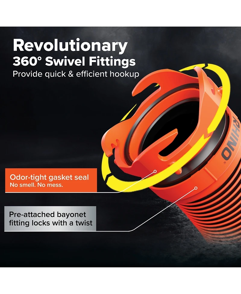 Camco Rhino Extreme 20 Feet Sewer Hose Kit with 360 Degree Clear Swivel Wye Fitting