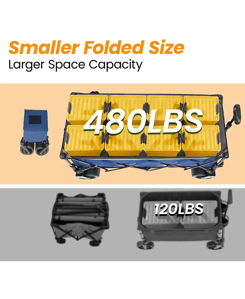 Streamdale Furniture 51-inch Heavy-Duty Foldable Utility Wagon 480lbs Capacity