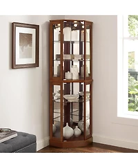 Streamdale Furniture 6-Shelf Corner Curio Display Cabinet with Lights and Adjustable Shelves