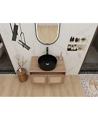 Sillysis 30 Inch Wall Mounted Modern Bathroom Vanity, Vessel Ceramic Sink, Soft Close Door, Ample Storage Cabinet