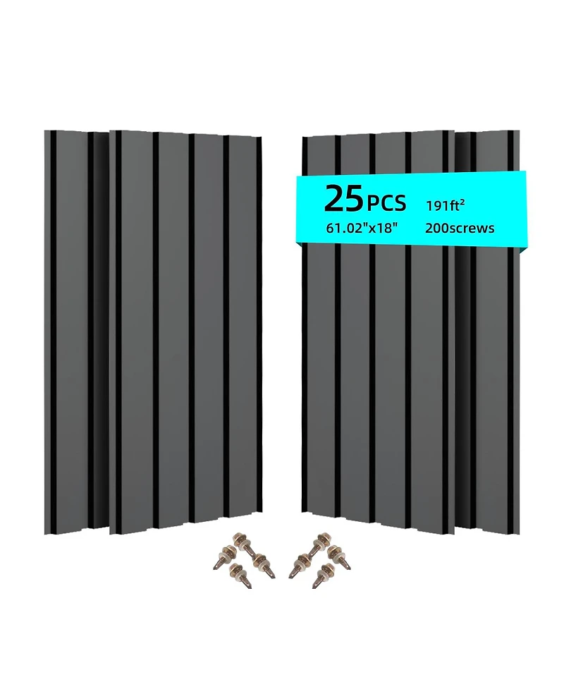 Streamdale Furniture 61inch Galvanized Metal Roof Panels 25 Pieces Heavy Duty Waterproof