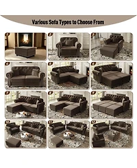 Streamdale Furniture Velvet Chesterfield Sofa with Nailhead Trim and 3 Pillows