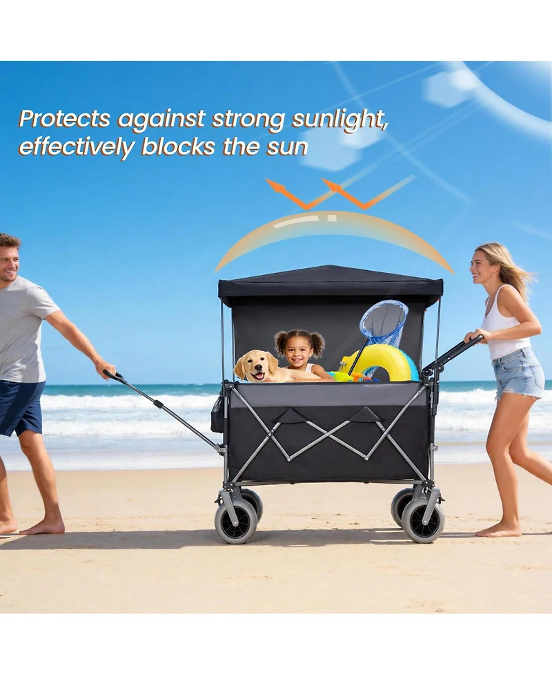 Streamdale Furniture Streamdale Multi-Functional Folding Wagon Cart with Canopy and All-Terrain Tires