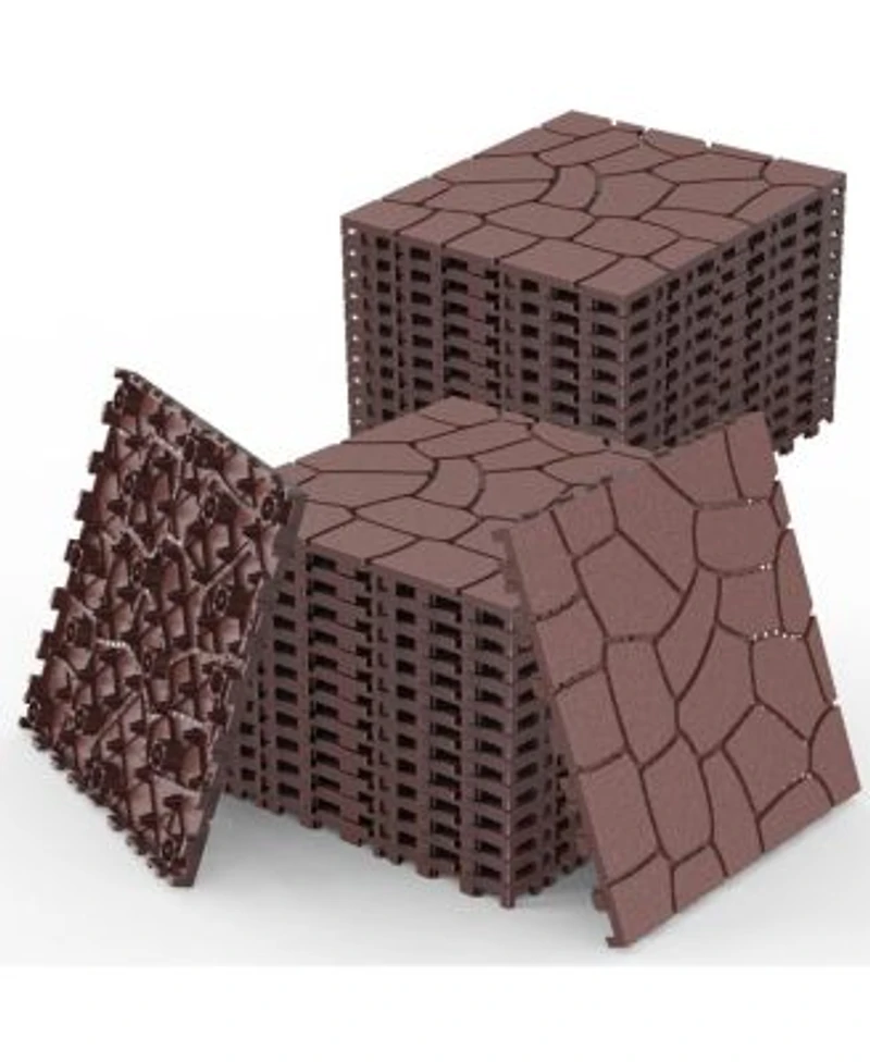 Streamdale Furniture 12inch Stone Texture Interlocking Patio Deck Tiles