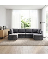 Streamdale Furniture Modular 6-Seater Convertible Sectional Sofa with Storage