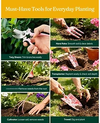 Xdovet Gardening Tools Set Trowel Rake Weeder Pruner Hard Case