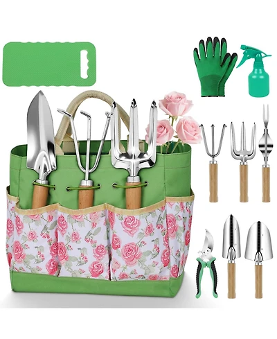 Xdovet Garden Tool Set Stainless Steel Heavy Duty Floral Tote Kit