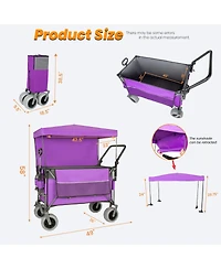 Streamdale Furniture Multi-Functional Folding Wagon Cart with Canopy and All-Terrain Tires