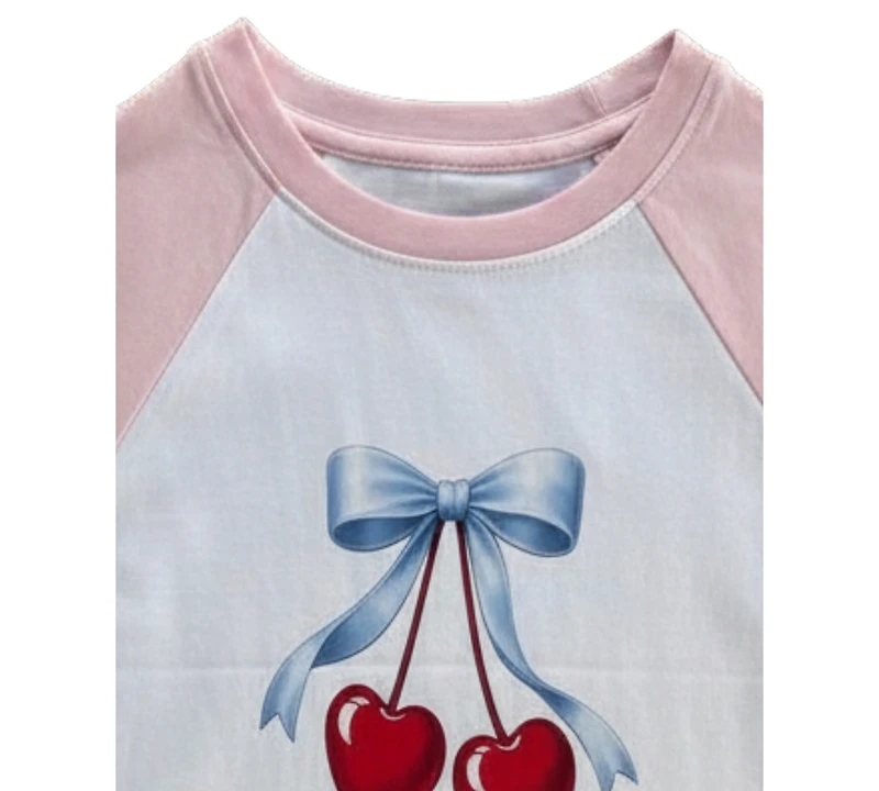 With Jules Girls' 7-16 Printed Raglan Sleeve Crewneck T-Shirt