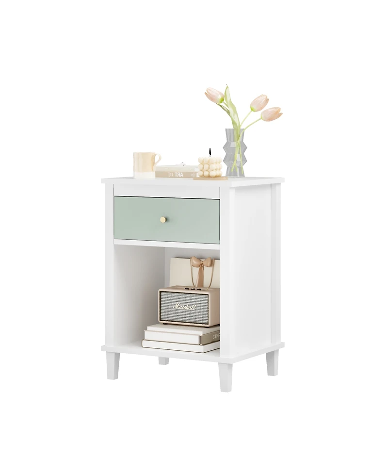 Streamdale Furniture Sage Wooden Nightstand with Drawer and Shelf 26.77''H