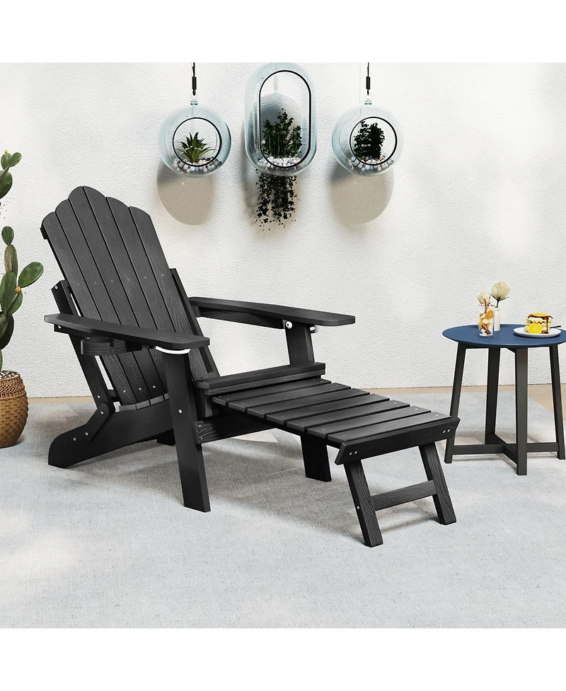 Gymax 2 Piece Folding Adirondack Chair Hips Fire Pit w/ Adjustable Backrest