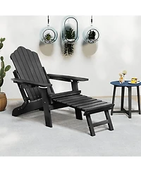 Gymax 2 Piece Folding Adirondack Chair Hips Fire Pit w/ Adjustable Backrest