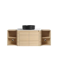 Sillysis Inch Wall Mounted Bathroom Vanity with Ceramic Vessel Sink