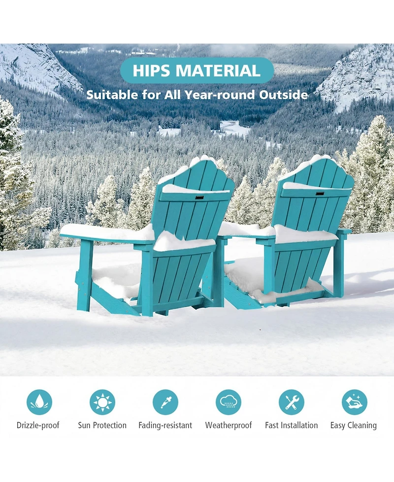 Gymax 2 Piece Oversized Adirondack Chair Lounge Adirondack Chair with Adjustable Cup Holder