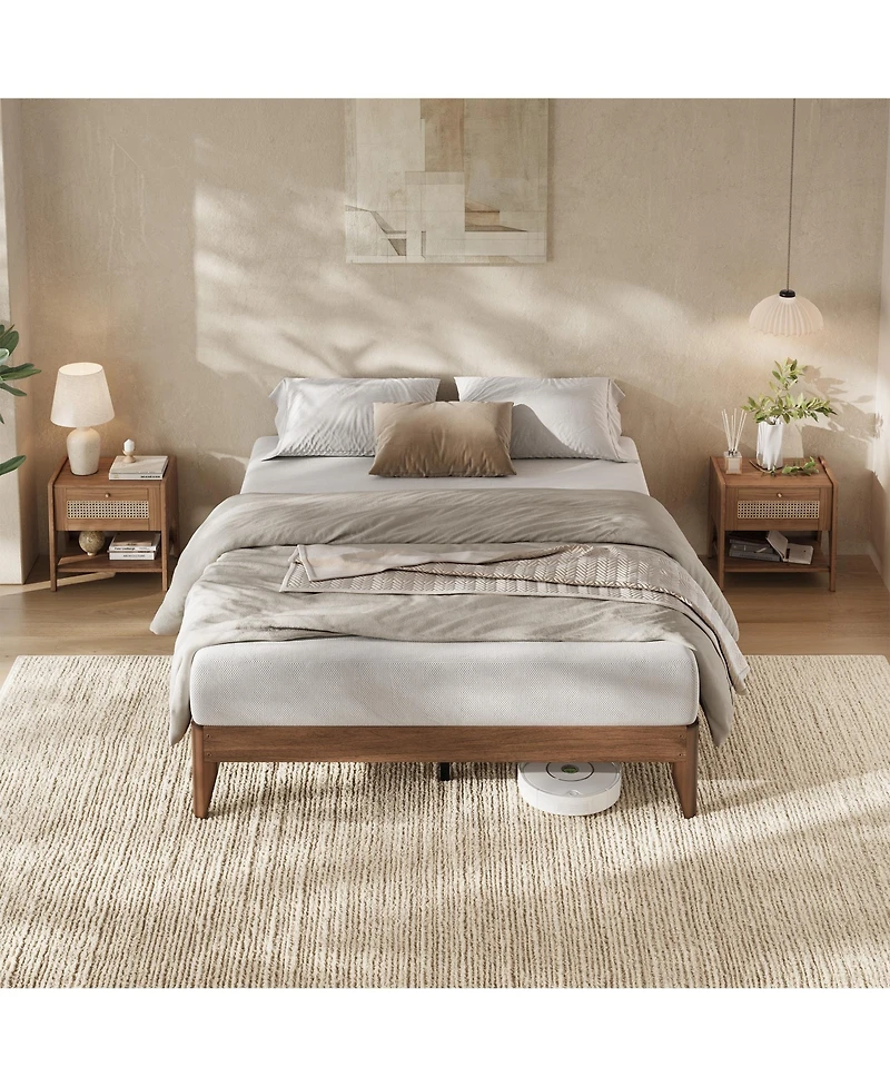 homfan Wood Platform Bed - Noise-Free Design with Metal and Slat Support, No Box Spring Needed, Easy Assembly